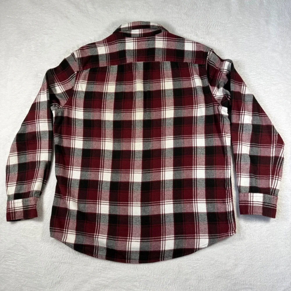 American Eagle Flannel Shirt Men L Red Plaid Button Down‎ Dual Button Pocket